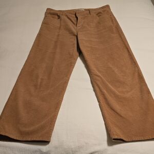 Fidelity Women's Tan Wide Leg Cropped Corduroys